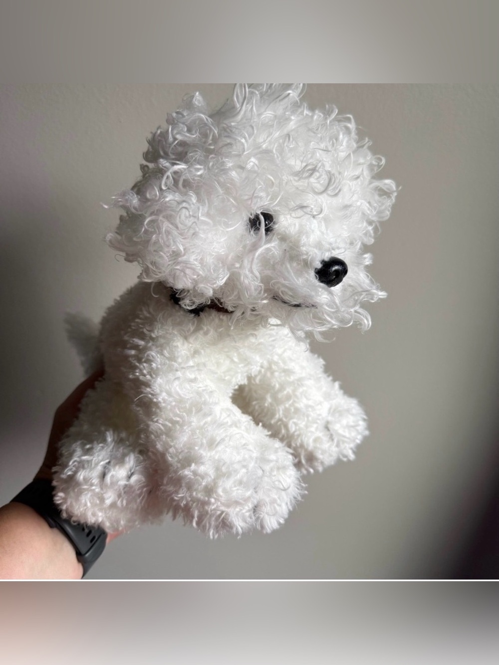 Ty Classic WILLOW Bishon Frise White Curly 10” Silk Plush w/ Brown Collar 2005